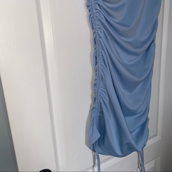 Blue Ruched Bodycon Dress - Picture 4 of 6